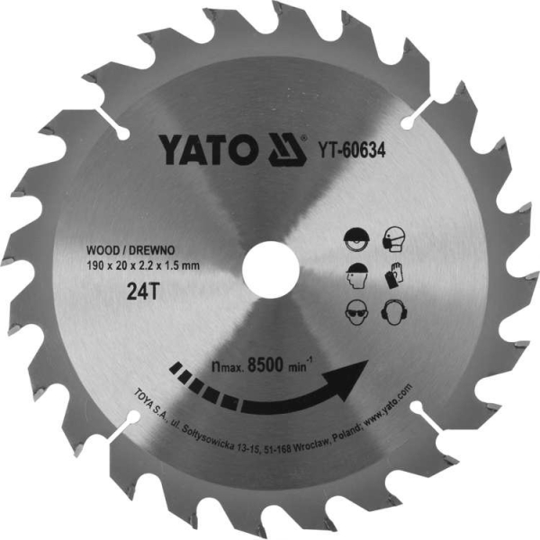 Disc Circular 190X24X20mm Yato YT-60634