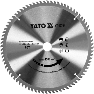 Disc Circular Lemn,315X30X3.5mm,80 Dinti Yato YT-60794