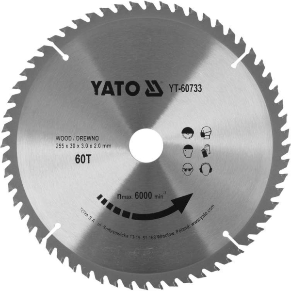 Disc Circular Pentru Lemn 255X60Tx30mm Yato YT-60733