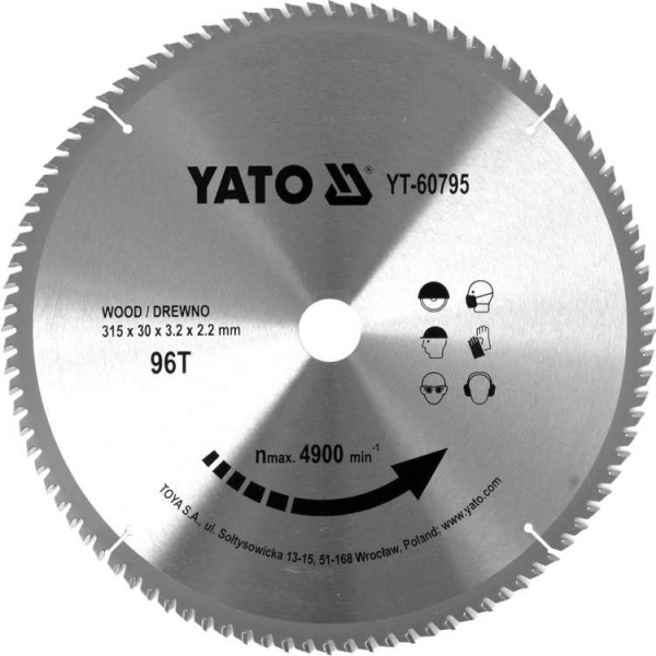 Disc Circular Pentru Lemn 315X96Tx30mm Yato YT-60795