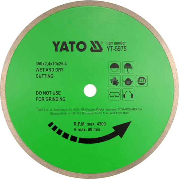 Disc Cu Diamant pentru Ceramica 300X25,4mm Yato YT-5974
