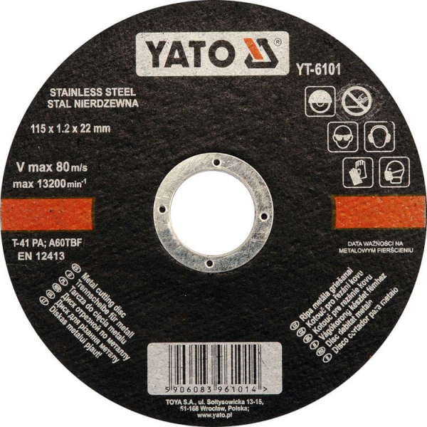 Disc Debitat Metale 115X1.2X22mm Yato YT-6101