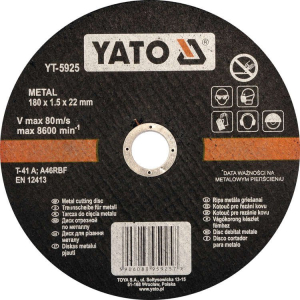 Disc Debitat Metale 180X1.5X22mm Yato YT-5925
