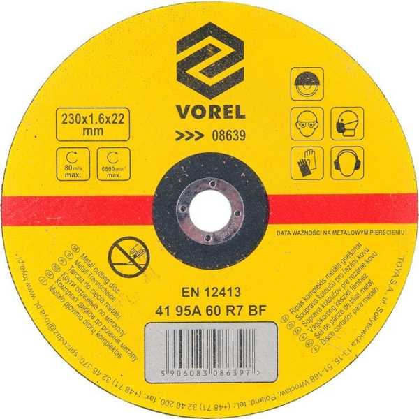 Disc Debitat Metale 230X1,6X22 mm Vorel 8639