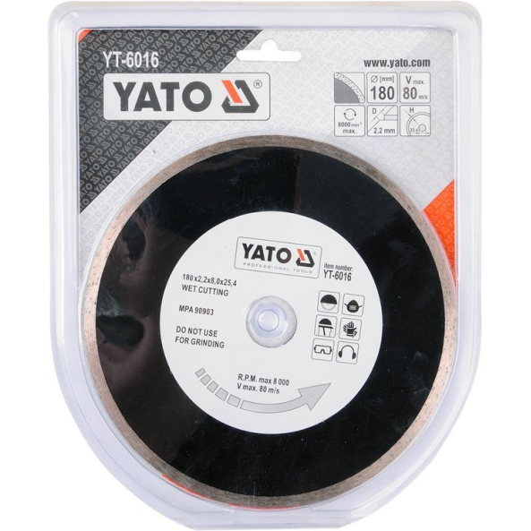 Disc Diamantat 180mm Ceramica,Sticla Yato YT-6016