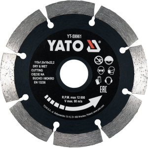 Disc Diamantat Segmentat, 115X22.2X1.8mm Yato YT-59961