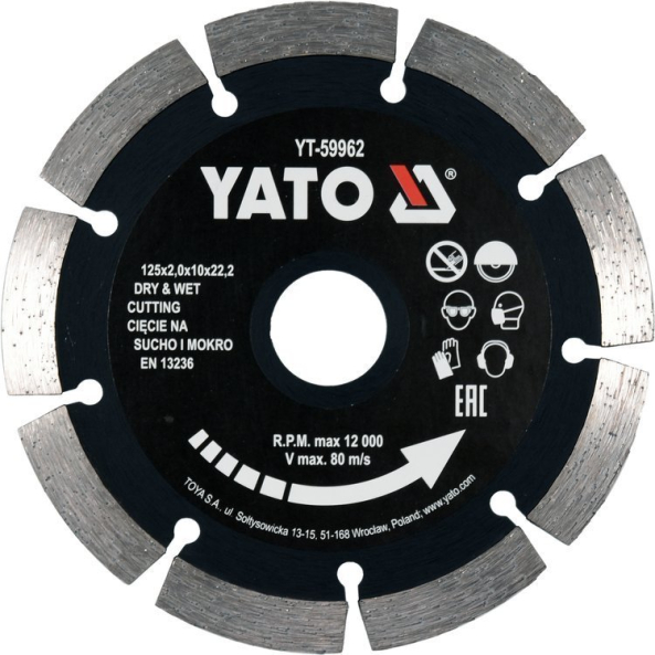 Disc Diamantat Segmentat, 125X22.2X2 mm Yato YT-59962
