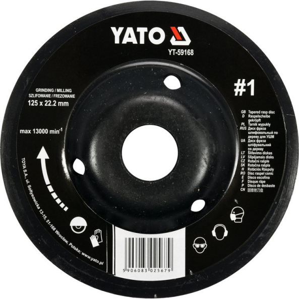 Disc Raspel Lemn,Depresat,125X22.2mm,Nr1 Yato YT-59168