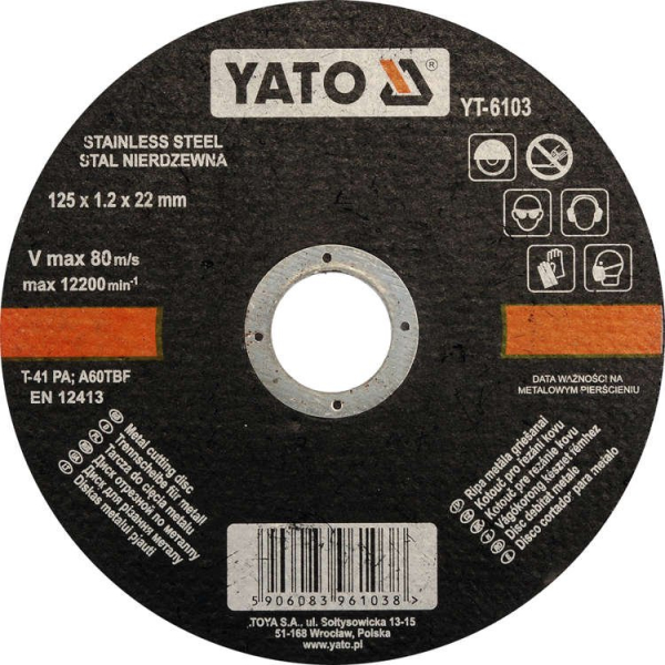 Disc Taiat Metal/Inox 125X1,2X22mm Yato YT-6103