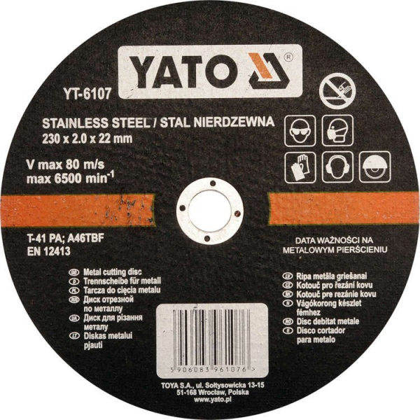 Disc Taiat Metal/Inox 230X2X22mm Yato YT-6107