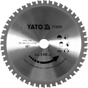Disc Vizionare Pentru Taiere 185 / 48T 20mm Otel Yato YT-60625