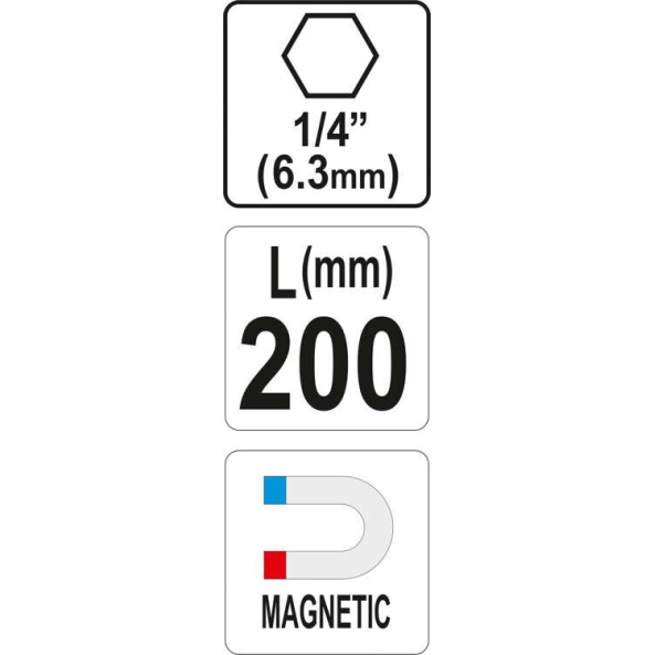Prelungitor Magnetic pentru Biti, 200 mm Yato YT-04682