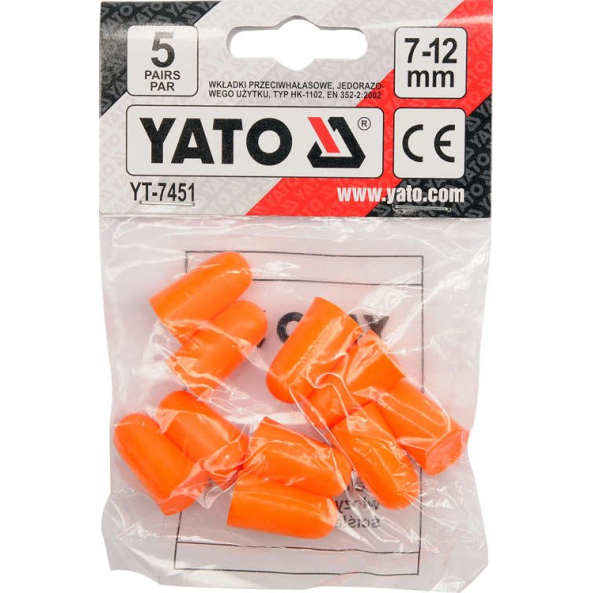 Set Antifoane Tip Dop 7-12mm, 5 Perechi Yato YT-7451